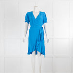 Diane Von Furstenburg Blue Frill Wrap Dress