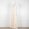 Halston Beige Stretch Halterneck Midi Dress