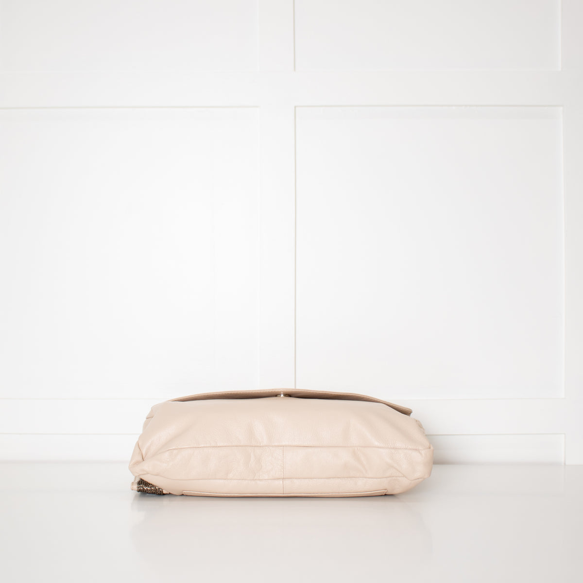 See By Chloe Cream Leather Leonie Embellished Zipper Puller Clutch Bag