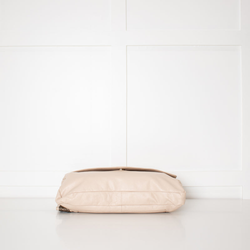 See By Chloe Cream Leather Leonie Embellished Zipper Puller Clutch Bag