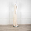 Halston Beige Stretch Halterneck Midi Dress