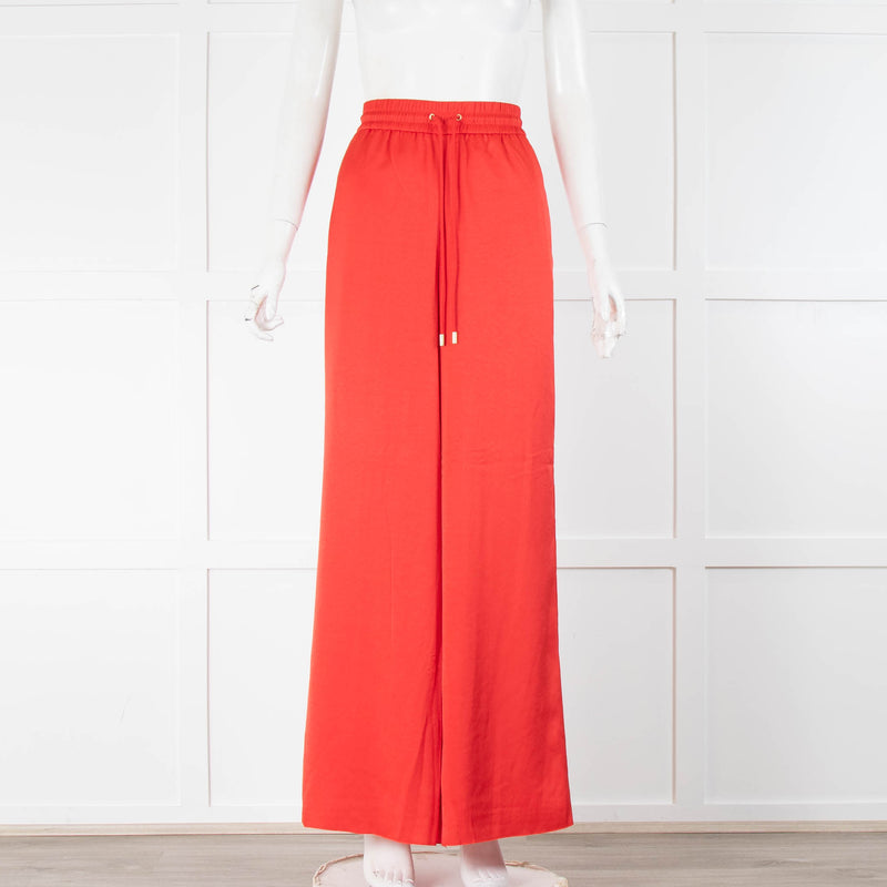 Me+Em Red Elasticated Waist Silky Wide Legged Trousers