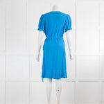 Diane Von Furstenburg Blue Frill Wrap Dress