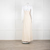 Halston Beige Stretch Halterneck Midi Dress