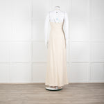 Halston Beige Stretch Halterneck Midi Dress