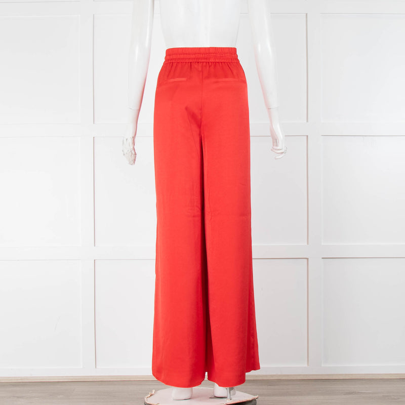 Me+Em Red Elasticated Waist Silky Wide Legged Trousers