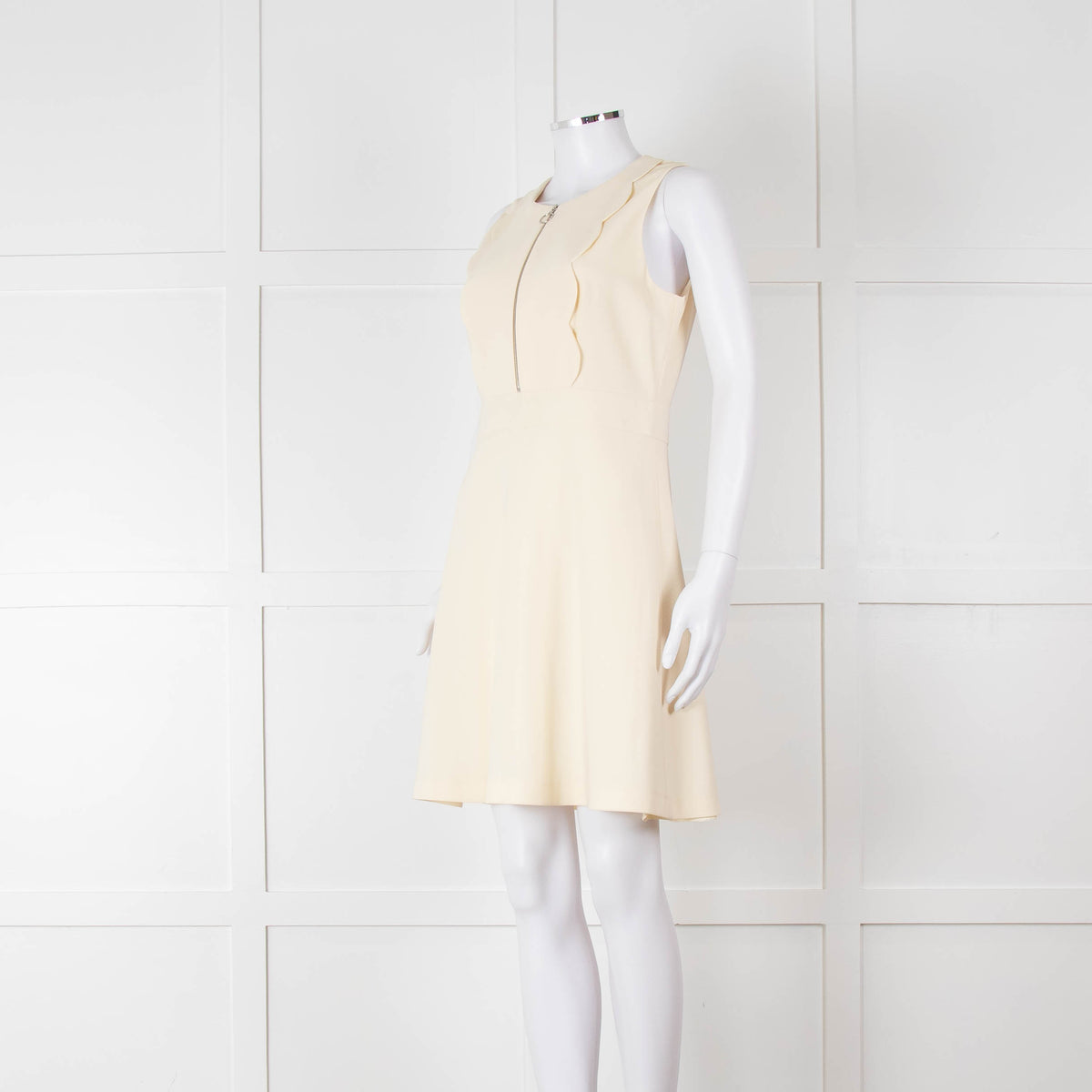 Claudie Pierlot Cream Scallop Edge Sleeveless Dress