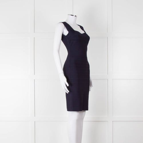 Herve Leger Navy Bandage Cocktail Dress