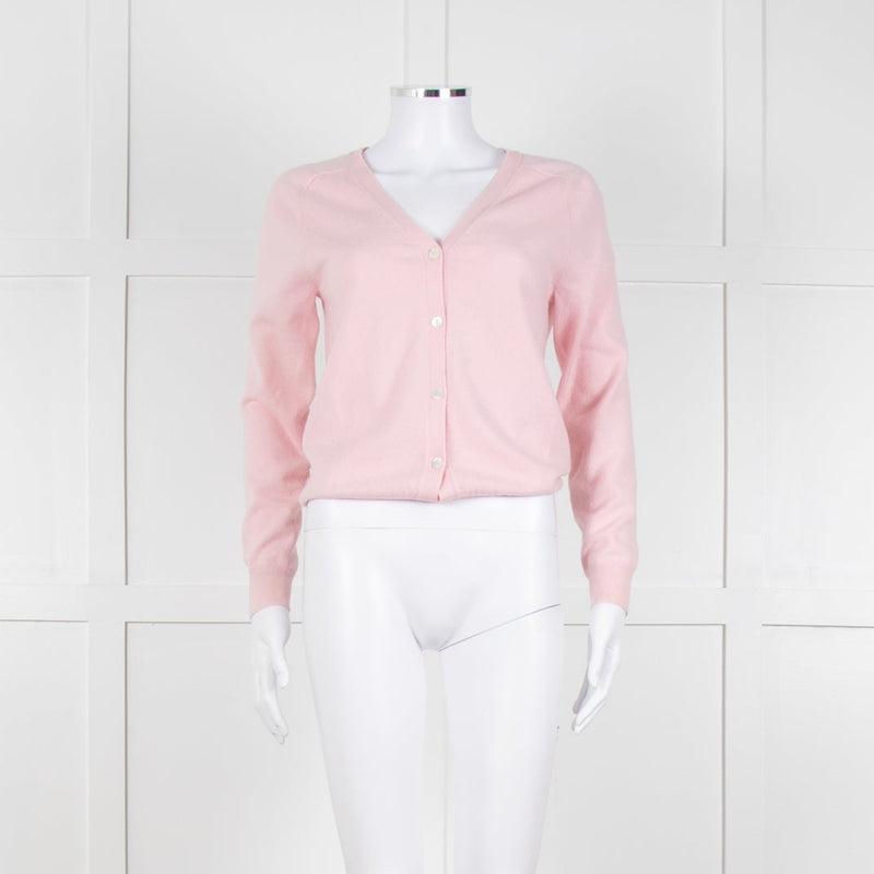 N.Peal Pink 100% Cashmere V Neck Cardigan