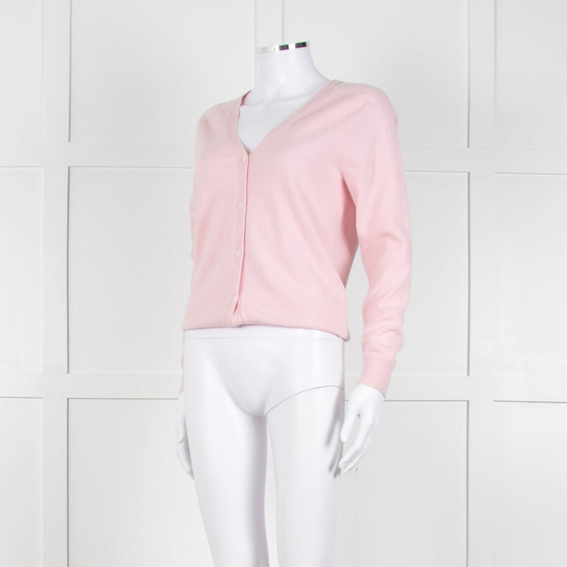 N.Peal Pink 100% Cashmere V Neck Cardigan