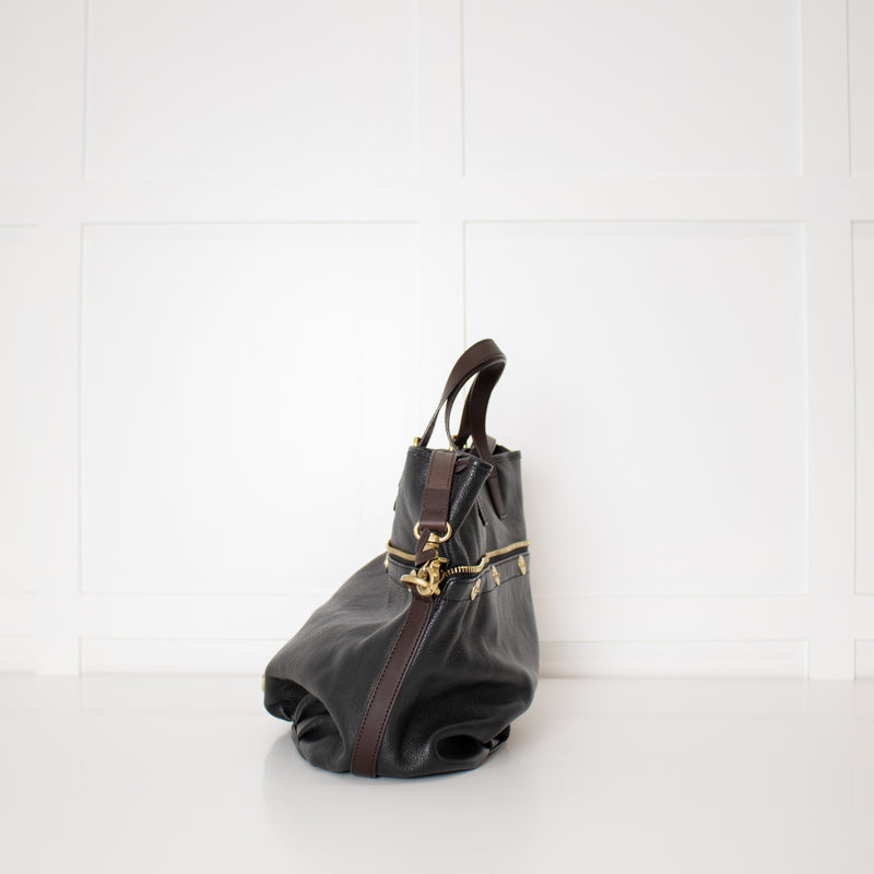Mulberry Black Brown Leather Mitzy Tote Bag