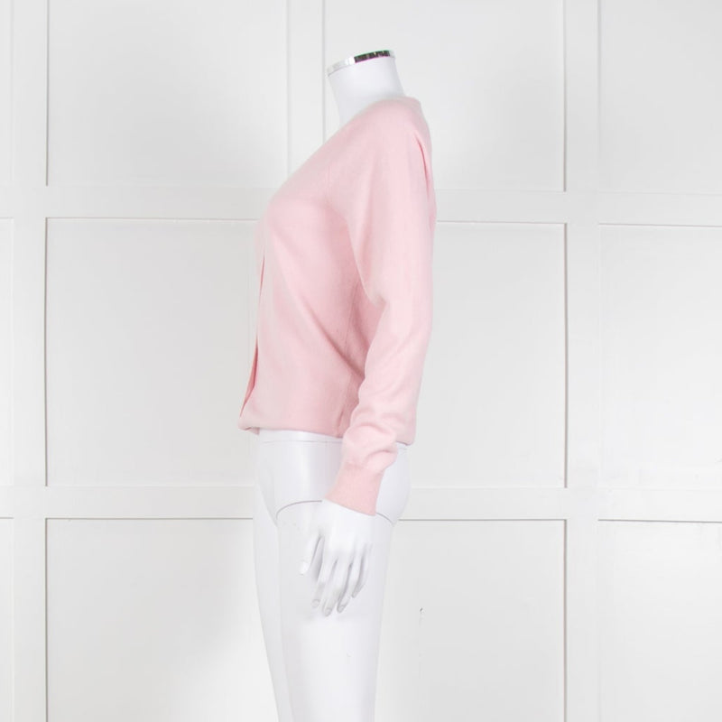 N.Peal Pink 100% Cashmere V Neck Cardigan