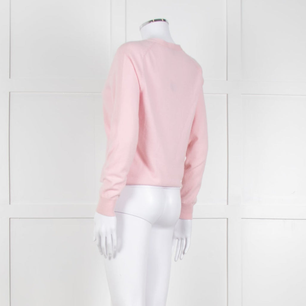 N.Peal Pink 100% Cashmere V Neck Cardigan
