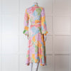 Stine Goya Pink, Yellow, Blue and Green Pastel Floral Wrap Dress