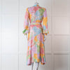 Stine Goya Pink, Yellow, Blue and Green Pastel Floral Wrap Dress