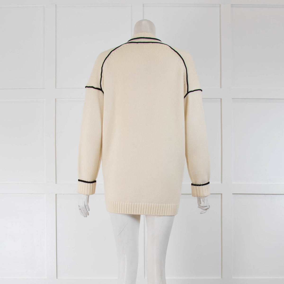 Maje Cream Black Trim Cardigan