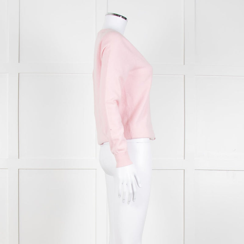N.Peal Pink 100% Cashmere V Neck Cardigan