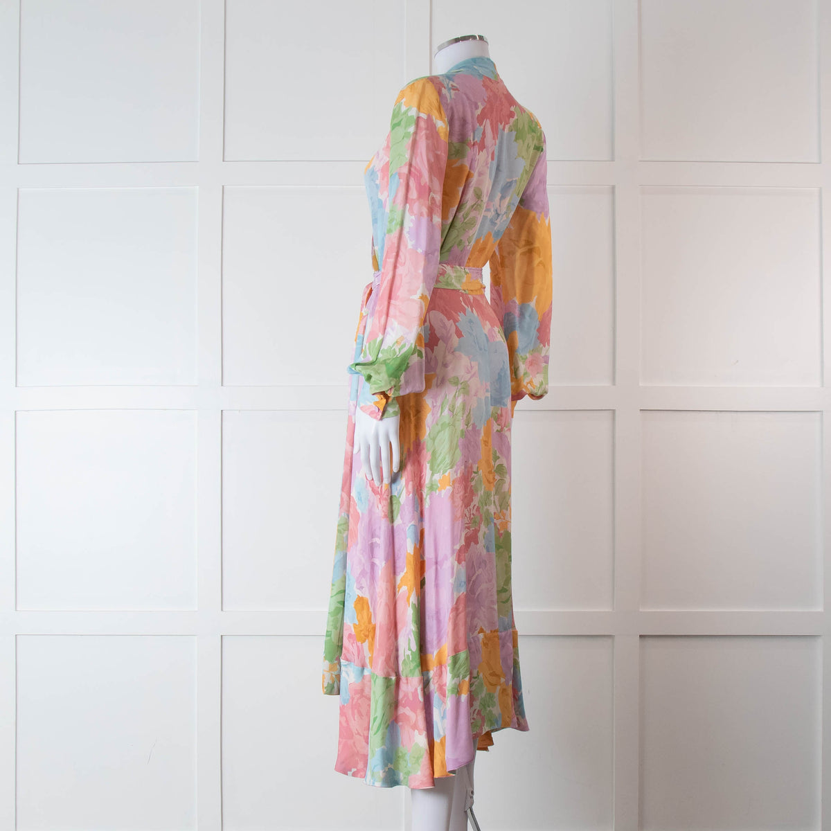 Stine Goya Pink, Yellow, Blue and Green Pastel Floral Wrap Dress