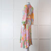 Stine Goya Pink, Yellow, Blue and Green Pastel Floral Wrap Dress