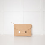 Sophie Hulme Tan Envelope Leather Hand Bag