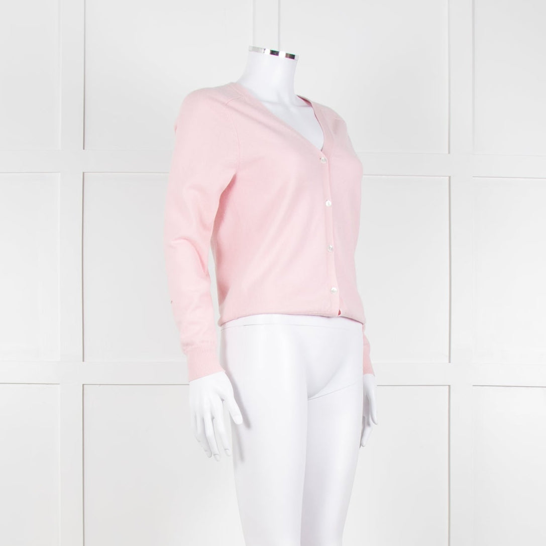 N.Peal Pink 100% Cashmere V Neck Cardigan