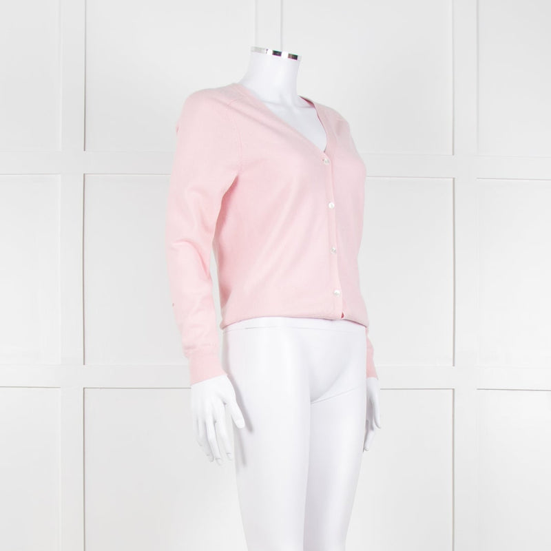 N.Peal Pink 100% Cashmere V Neck Cardigan