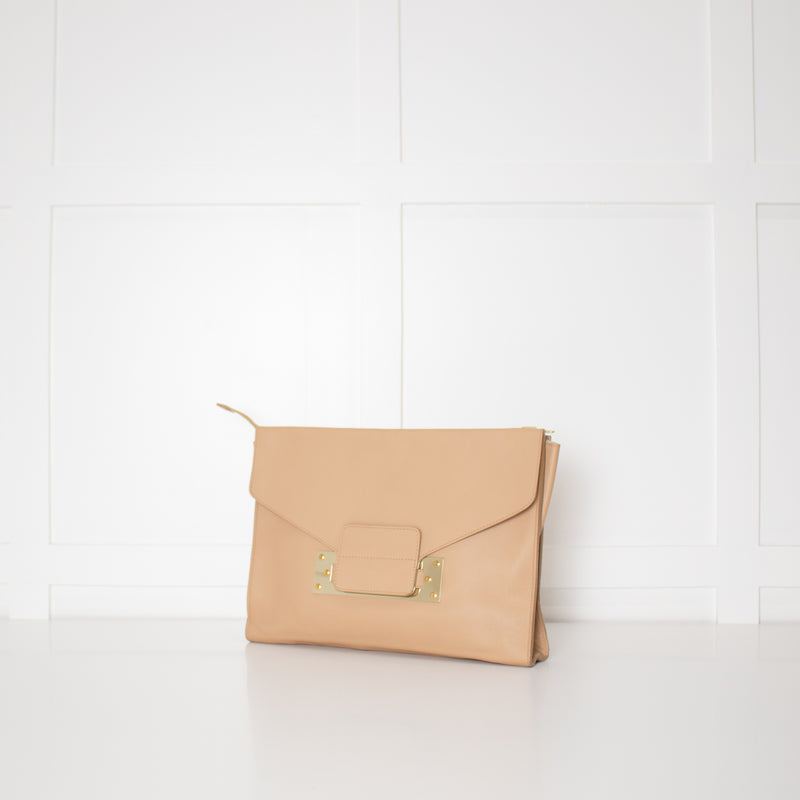 Sophie Hulme Tan Envelope Leather Hand Bag