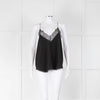 Zadig & Voltaire Black Silk Diamante Lace Trim Vest