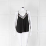 Zadig & Voltaire Black Silk Diamante Lace Trim Vest