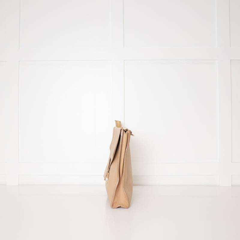 Sophie Hulme Tan Envelope Leather Hand Bag