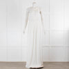 Halston Heritage Cream One Shoulder Flower Motif Maxi Dress