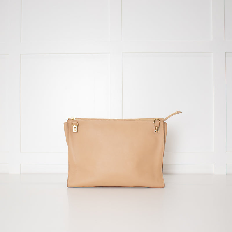 Sophie Hulme Tan Envelope Leather Hand Bag