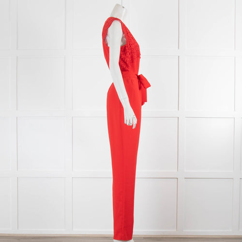 Claudie Pierlot Red Lace Top Sleeveless Jumpsuit