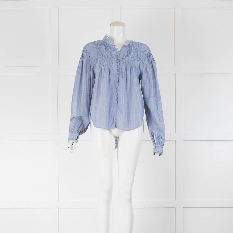 Magali Pascal Blue Frilled Collar Button up Blouse