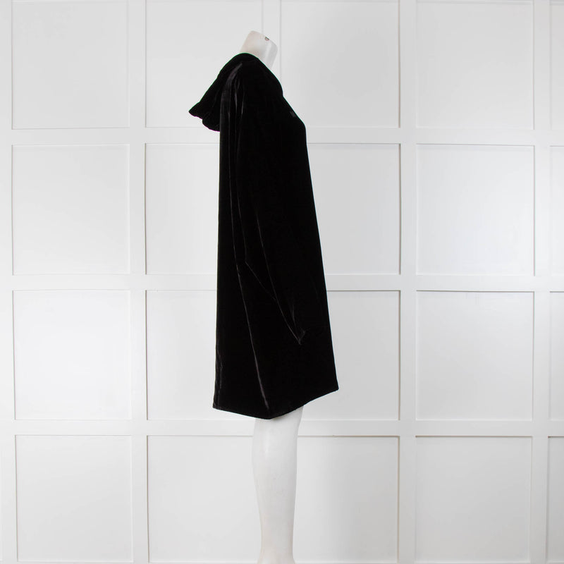MM6 Maison Margiela Black Velvet Hoodie Dress