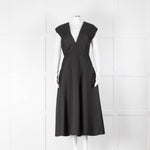 Michael Kors Black Wool and Silk Deep V Dress