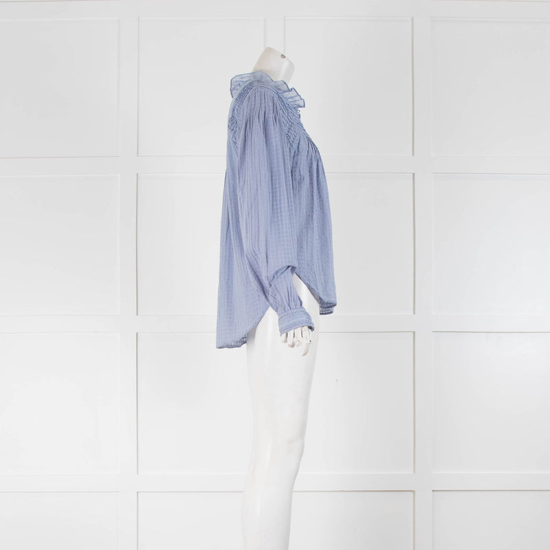 Magali Pascal Blue Frilled Collar Button up Blouse