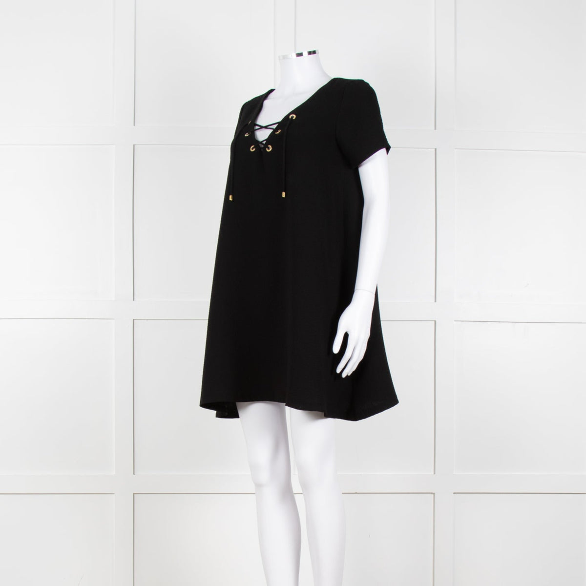 Ba&sh Black Crinkle Tie Front Mini Dress