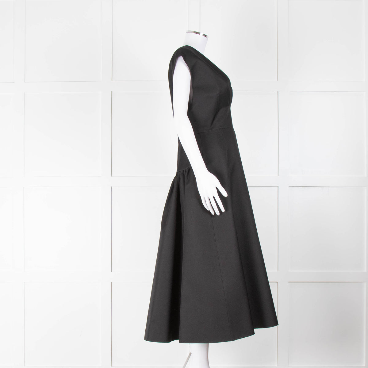 Michael Kors Black Wool and Silk Deep V Dress