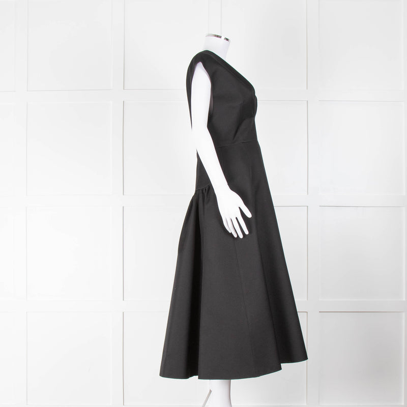 Michael Kors Black Wool and Silk Deep V Dress