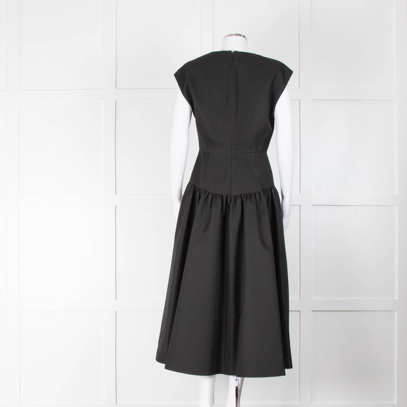 Michael Kors Black Wool and Silk Deep V Dress