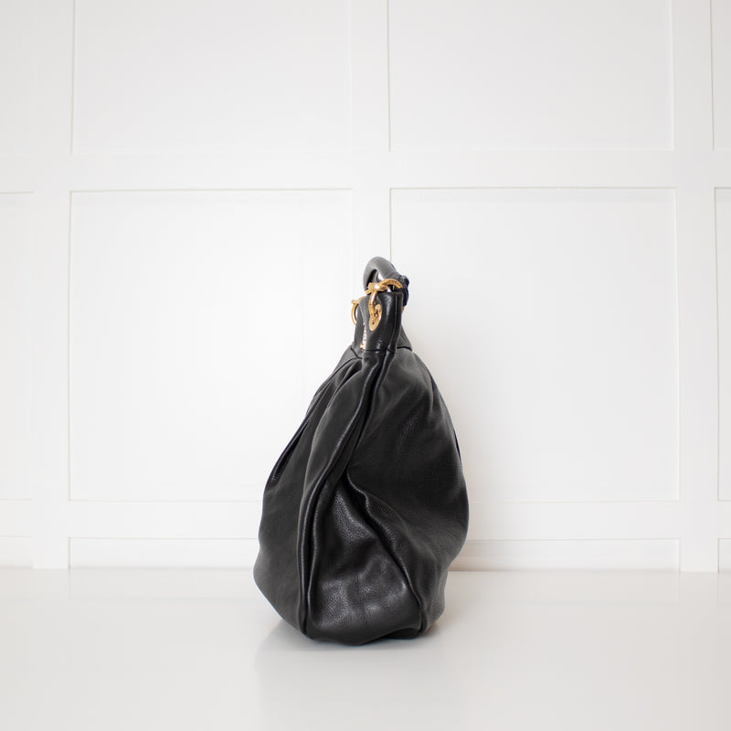 Marc By Marc Jacobs Black Grainy Leather Q Hillier Hobo Bag
