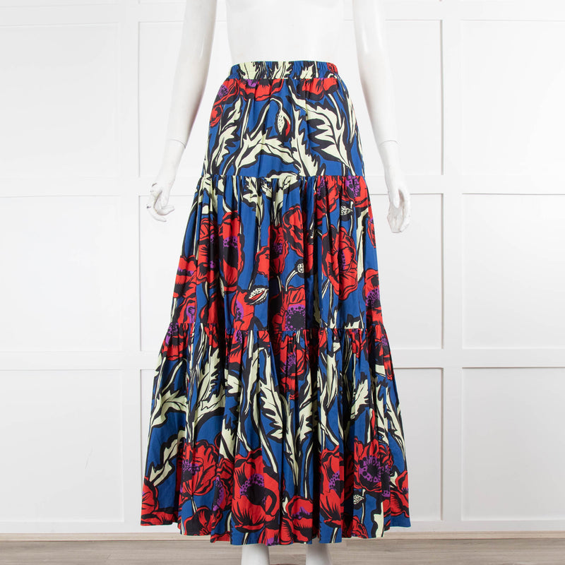 Blue red maxi skirt outlet