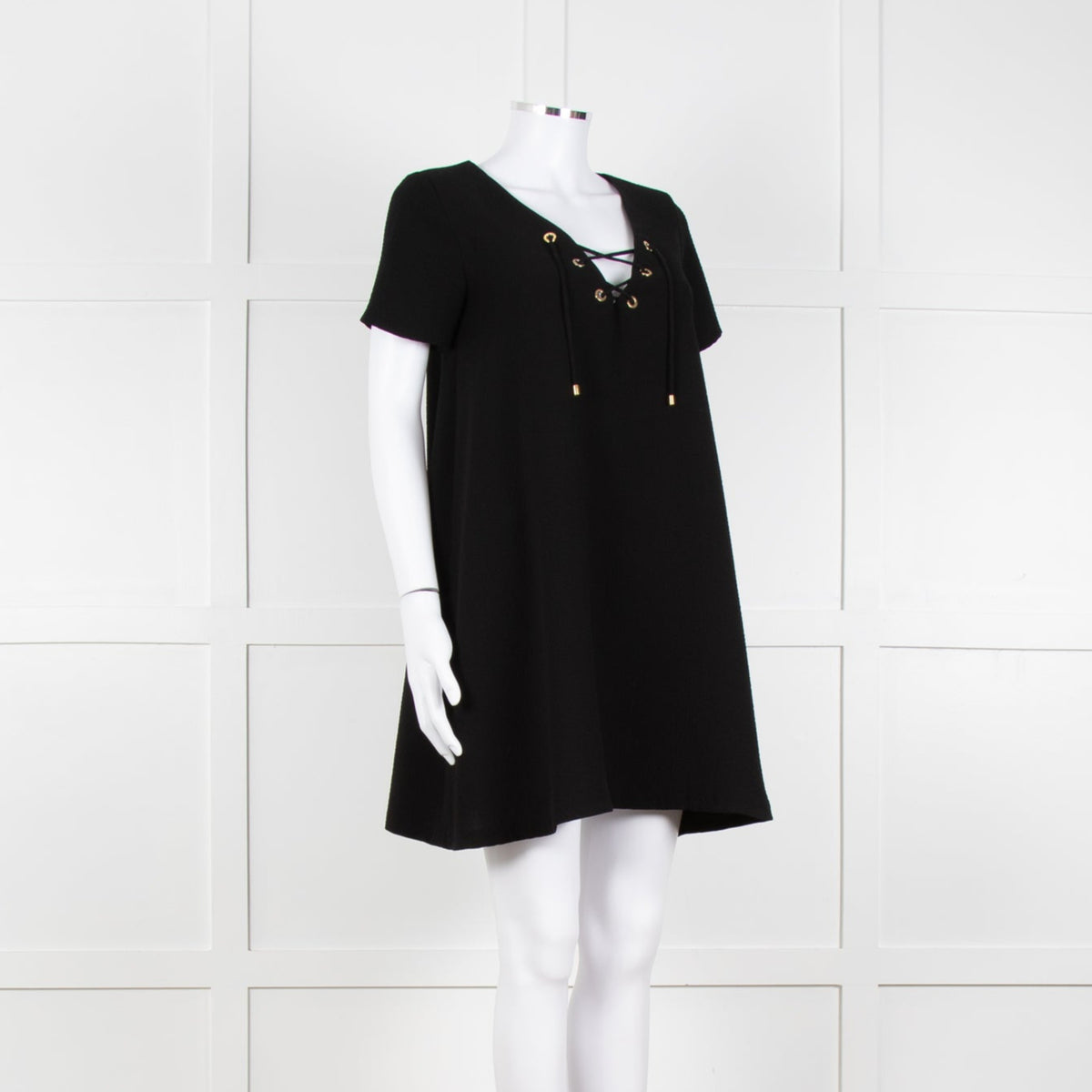 Ba&sh Black Crinkle Tie Front Mini Dress