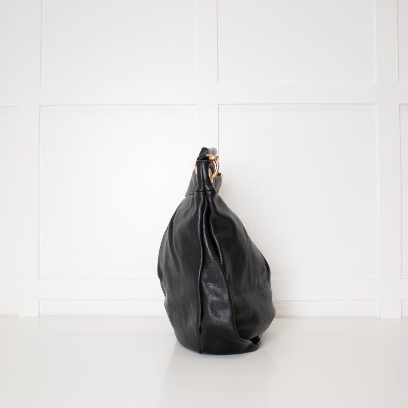 Marc By Marc Jacobs Black Grainy Leather Q Hillier Hobo Bag