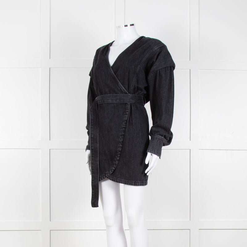 IRO Grey Denim Wrap Mini Dress