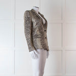 Zadig & Voltaire Beige Brown Silver Snake Print Jacquard Blazer Jacket