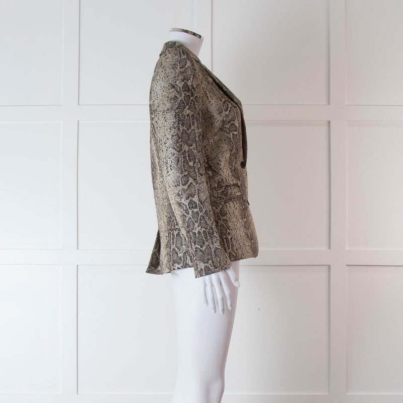 Zadig & Voltaire Beige Brown Silver Snake Print Jacquard Blazer Jacket