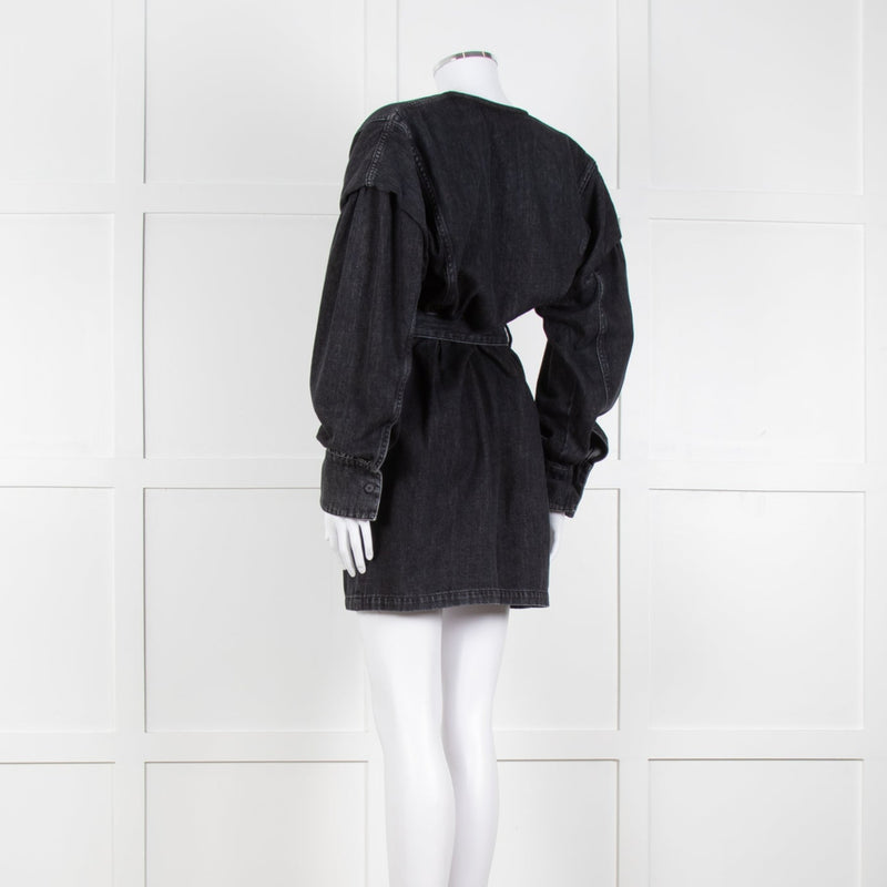 IRO Grey Denim Wrap Mini Dress
