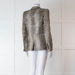 Zadig & Voltaire Beige Brown Silver Snake Print Jacquard Blazer Jacket